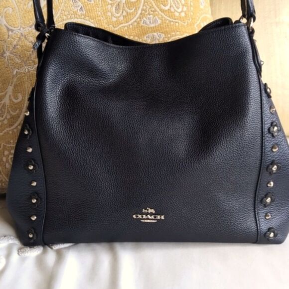 COACH Edie 31 Silver Stud/Floral Rivets Classic Handbag - Picture 1 of 16